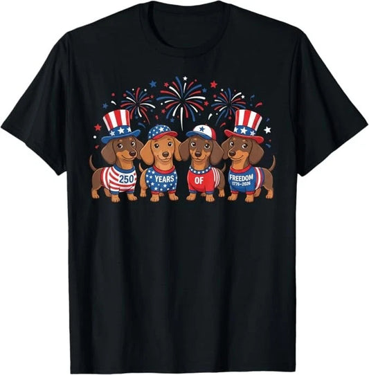 250 Anniversary USA Shirt Dog Dachshund 4th of July T-Shirt