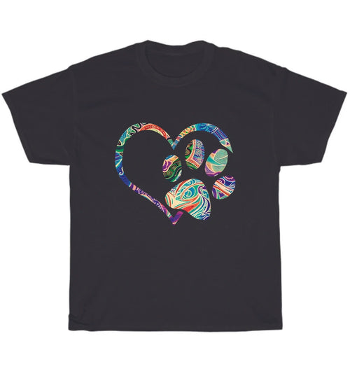 Animal Rescue Dog Paw Print Tie Dye Rainbow Dogs Pet Animal Lover T-Shirt Unisex