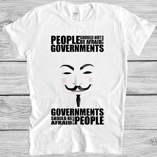 V For Vendetta T Shirt Anonymous Mask Government Vintage Cool Gift Tee M159