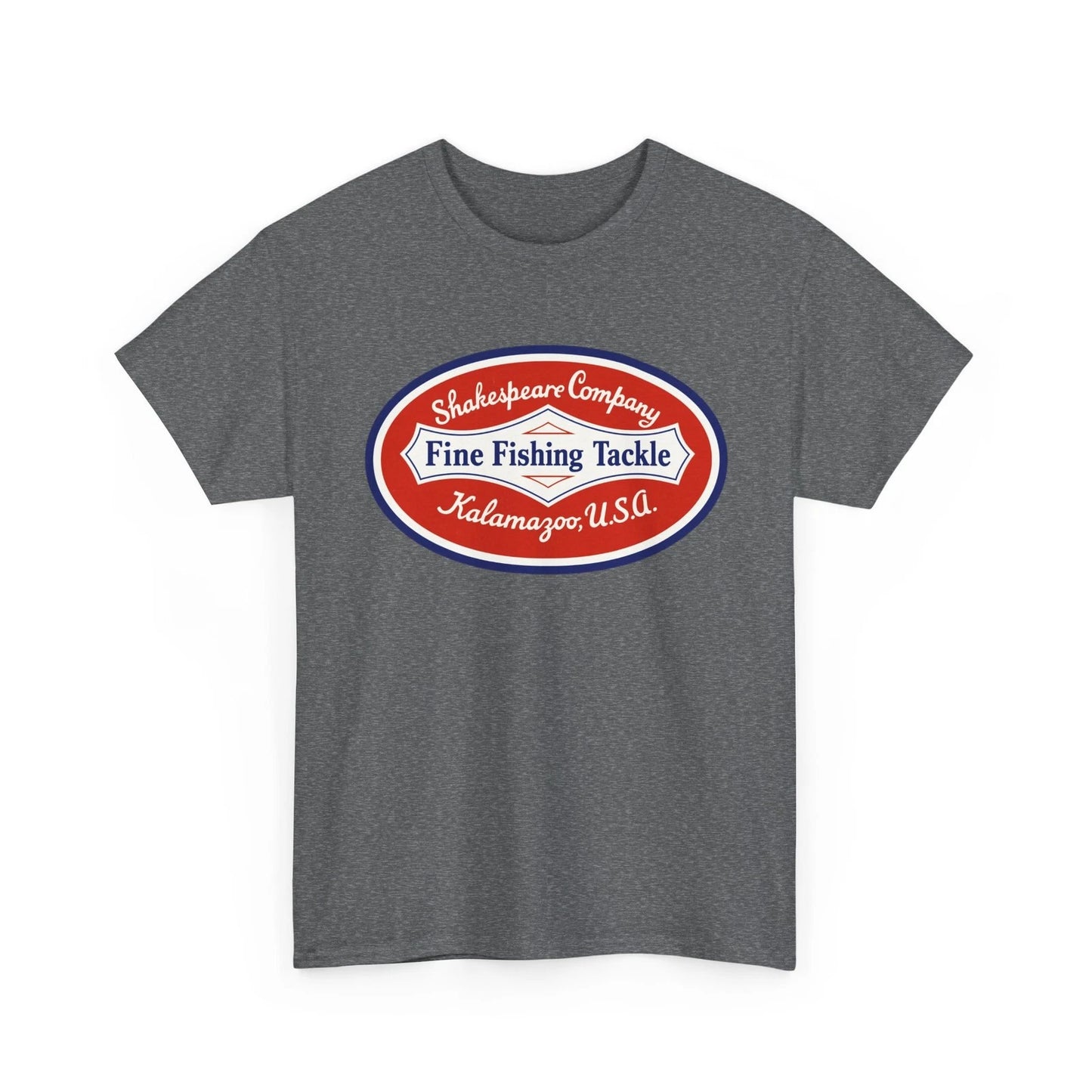 Shakespeare Co. Fine Fishing Tackle Kalamazoo Michigan Vtg Retro Logo T-Shirt