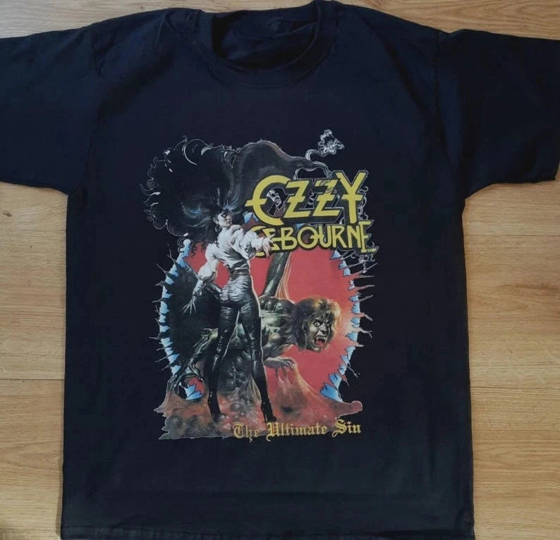 Vintage Graphic Ozzy Osbourne The Ultimate Sin World Tour 1986 2 Sides T-Shirt