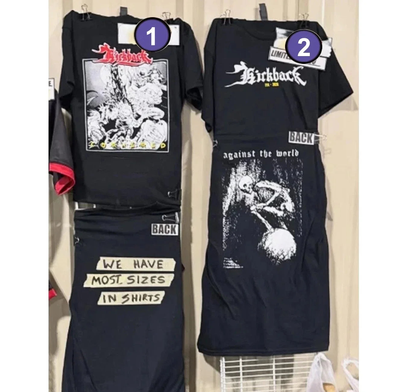 SALE! Kickback Band Lot Cornered & Against The World Hardcore - Shirt Reprint
