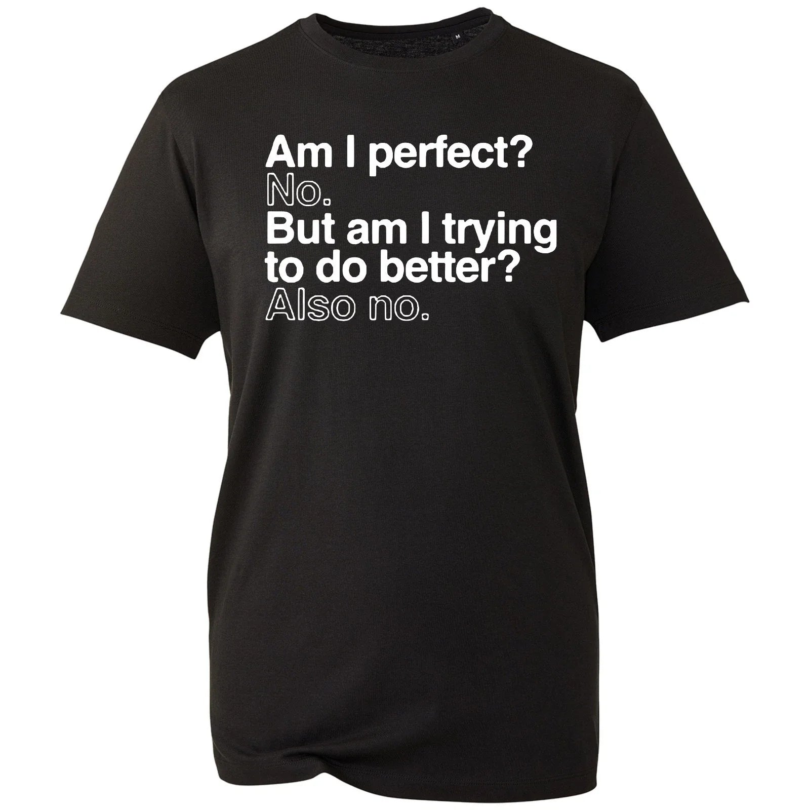 Funny Sarcastic T Shirt Mens Am I Perfect No Novelty Graphic Tee Joke Gift Black