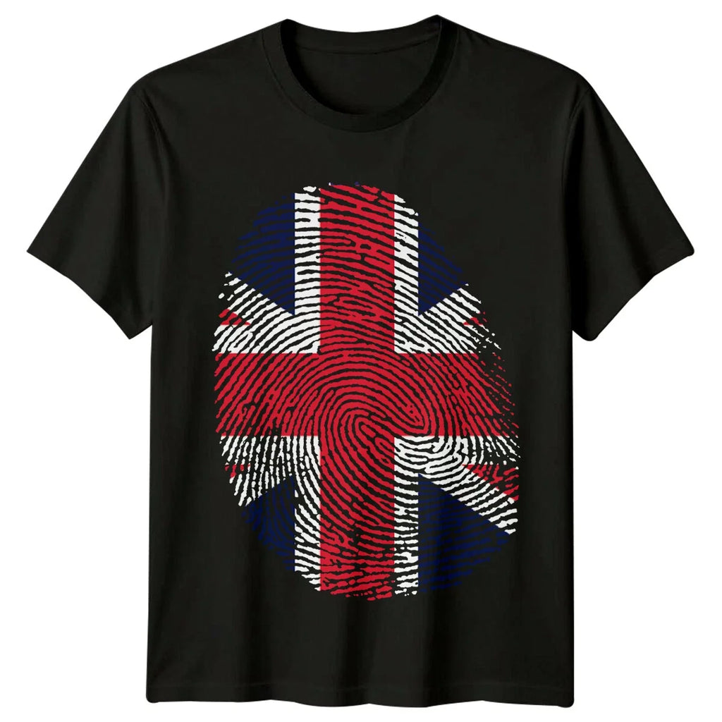 British Flag Fingerprint Mens T-Shirt Union Jack UK Patriotic Tee