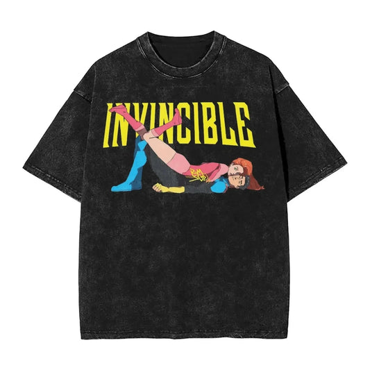 Invincible Cotton T-Shirts Graphic Print Cartoon Washed Cotton Tees