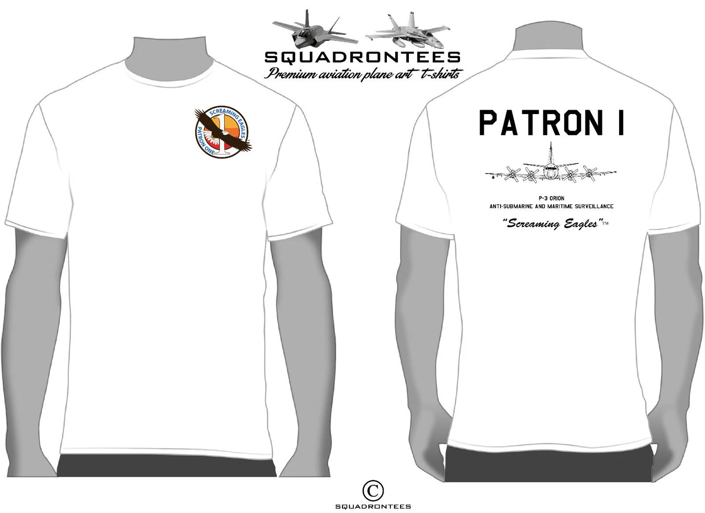 VP-1 Screaming Eagles P-3 Orion Squadron T-Shirt D1 - USN Licensed Product