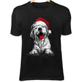 Christmas Dog Line Art - Cute Minimalist Cartoon with Santa Hat in Festive Kawai