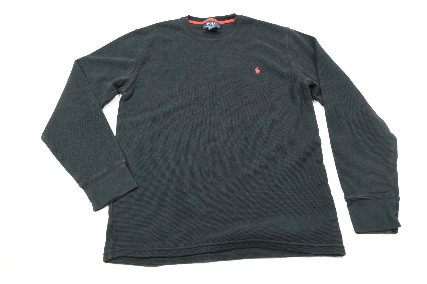 Polo Ralph Lauren Waffle-Knit Thermal Shirt Mens Medium Black Long Sleeve Crew