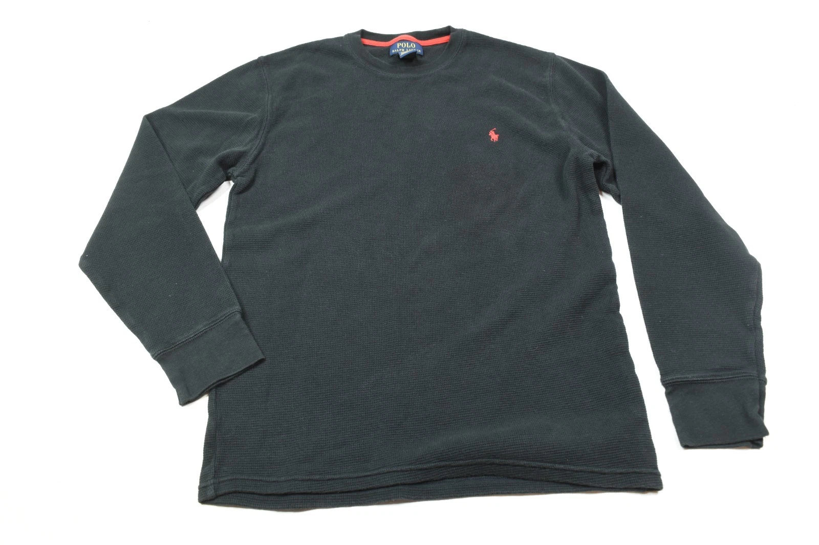 Polo Ralph Lauren Waffle-Knit Thermal Shirt Mens Medium Black Long Sleeve Crew