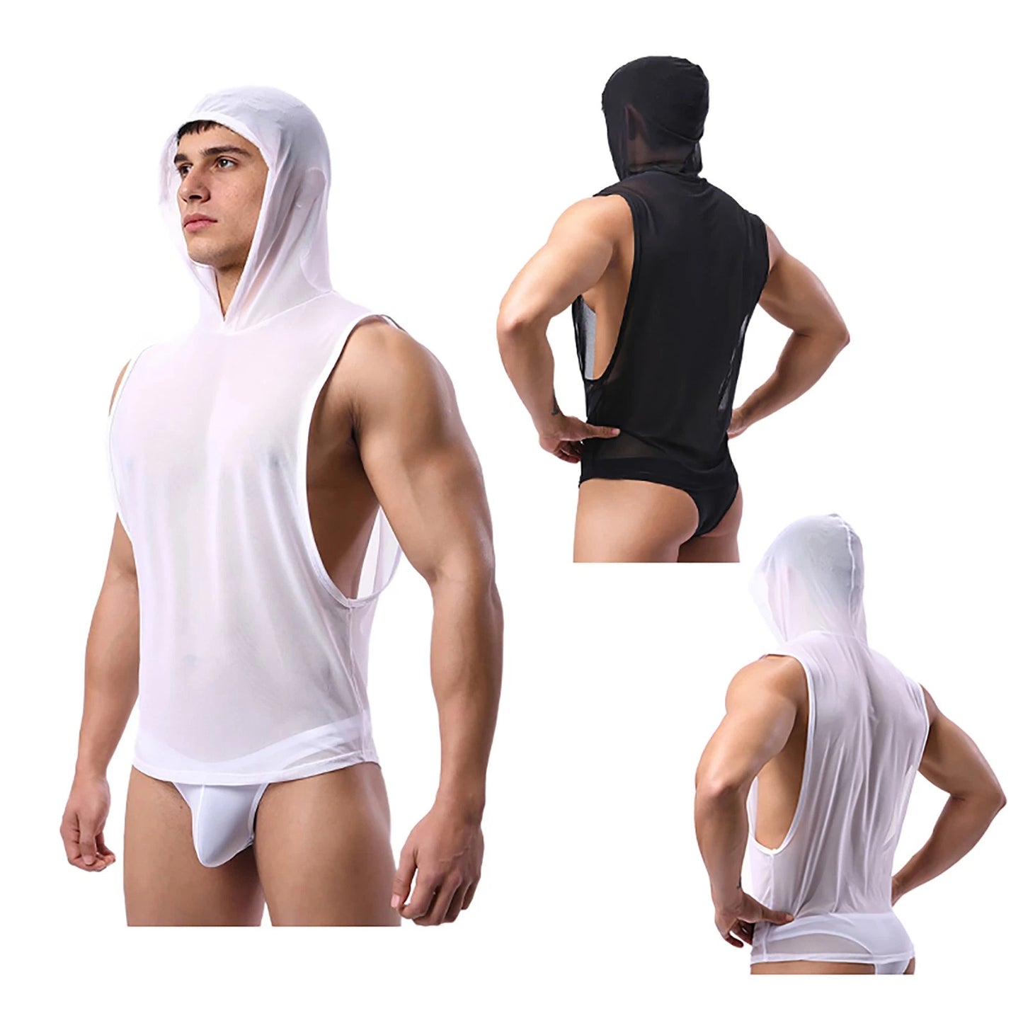 Men's Shirts Mesh Tank Top Daily Wear T-Shirt Workout Undershirts Button Blouse
