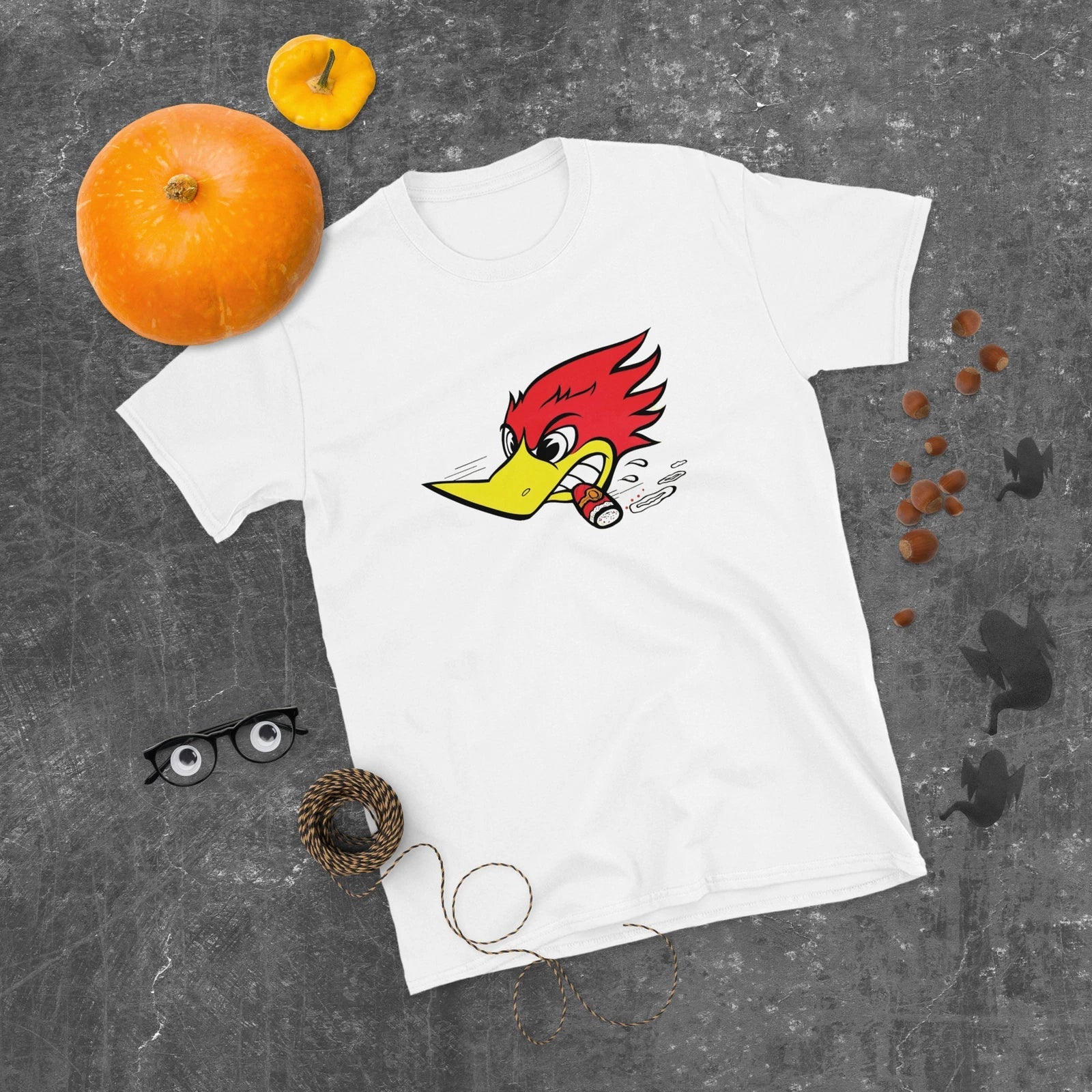 VINTAGE WILD WOODPECKER HOT ROD T-SHIRT  -  60'S CARS CUSTOM HOT RODS