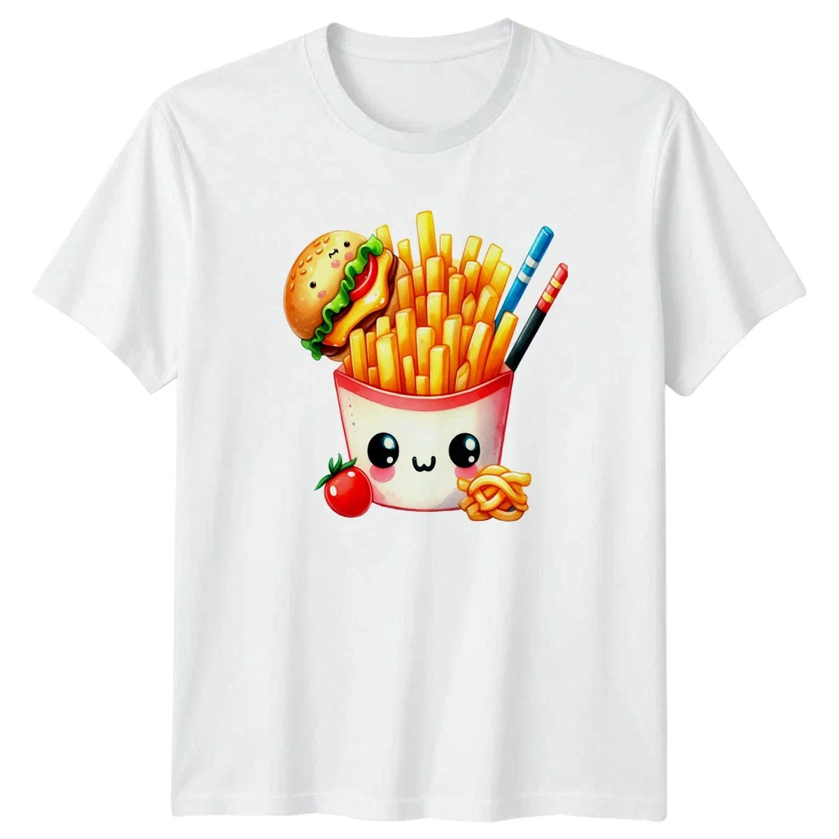 Adorable Kawaii French Fries Burger T-Shirt Kawaii Food Fast Food Birthday Gift