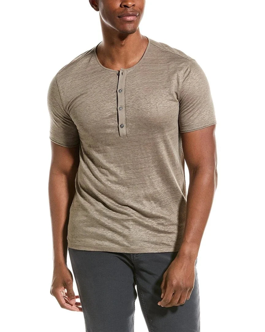 John Varvatos Bleecker Regular Fit Linen Henley Men's