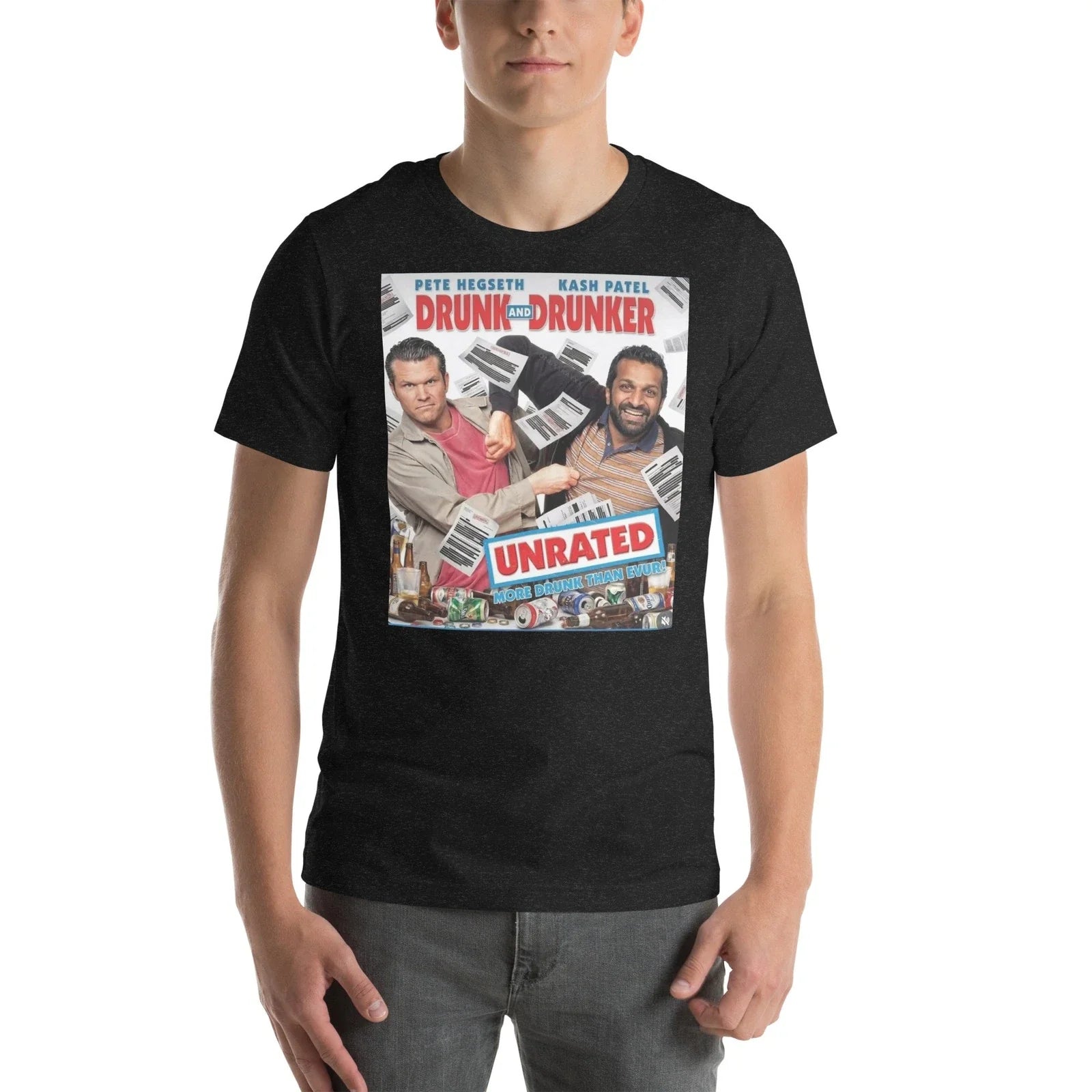 Pete Hegseth Kash Patel Parody Shirt Drunk & Drunker Funny Political Tee