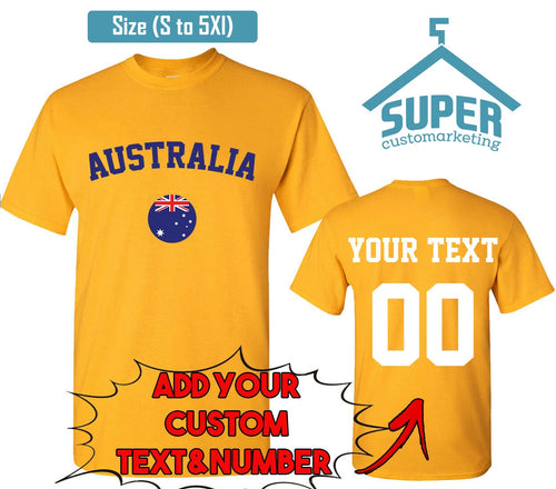 AUSTRALIA World Cup Unisex TSHIRT Jersey Custom Text Number Australia Flag Tee S