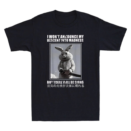 I Won't Announce My Descent Into Madness Funny Rabbit Killer Retro Men's T-Shirt