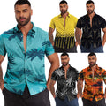 Men Hawaiian Shirts Floral Palm Tree Sunset Surf Beach Party Holiday Stag Dance