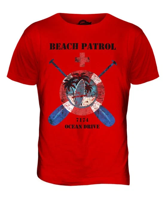 OCEAN DRIVE BEACH PATROL MENS DISTRESSED EFFECT VINTAGE T-SHIRT RETRO FASHION