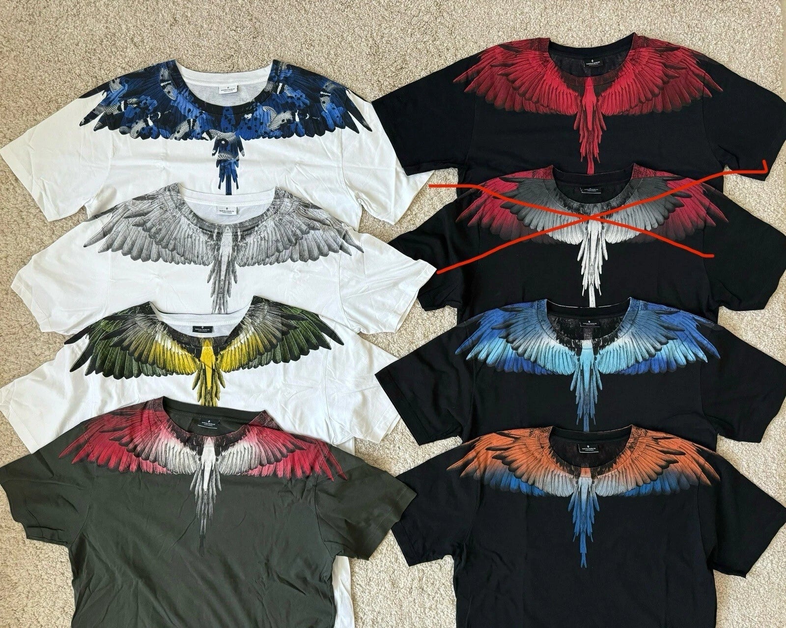 Marcelo Burlon County of Milan Wings T Shirt Black White
