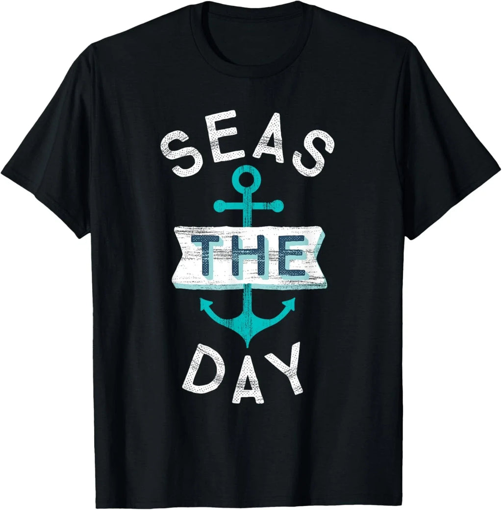 Funny Cruise Shirt Saying Seas Day Teal Nautical Anchor T-Shirt