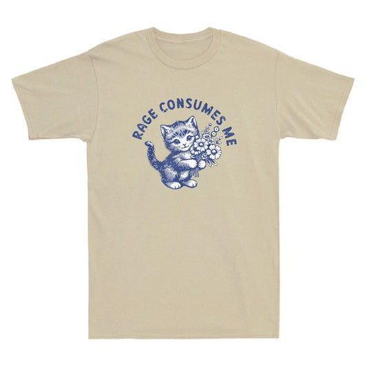 Rage Consumes Me Funny Kitty Cat With Flower Meme Humor Quote Gift Men's T-Shirt