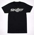 Skillet Text Distressed Logo T-Shirt Black Silver Christian Rock Hard Rock Band
