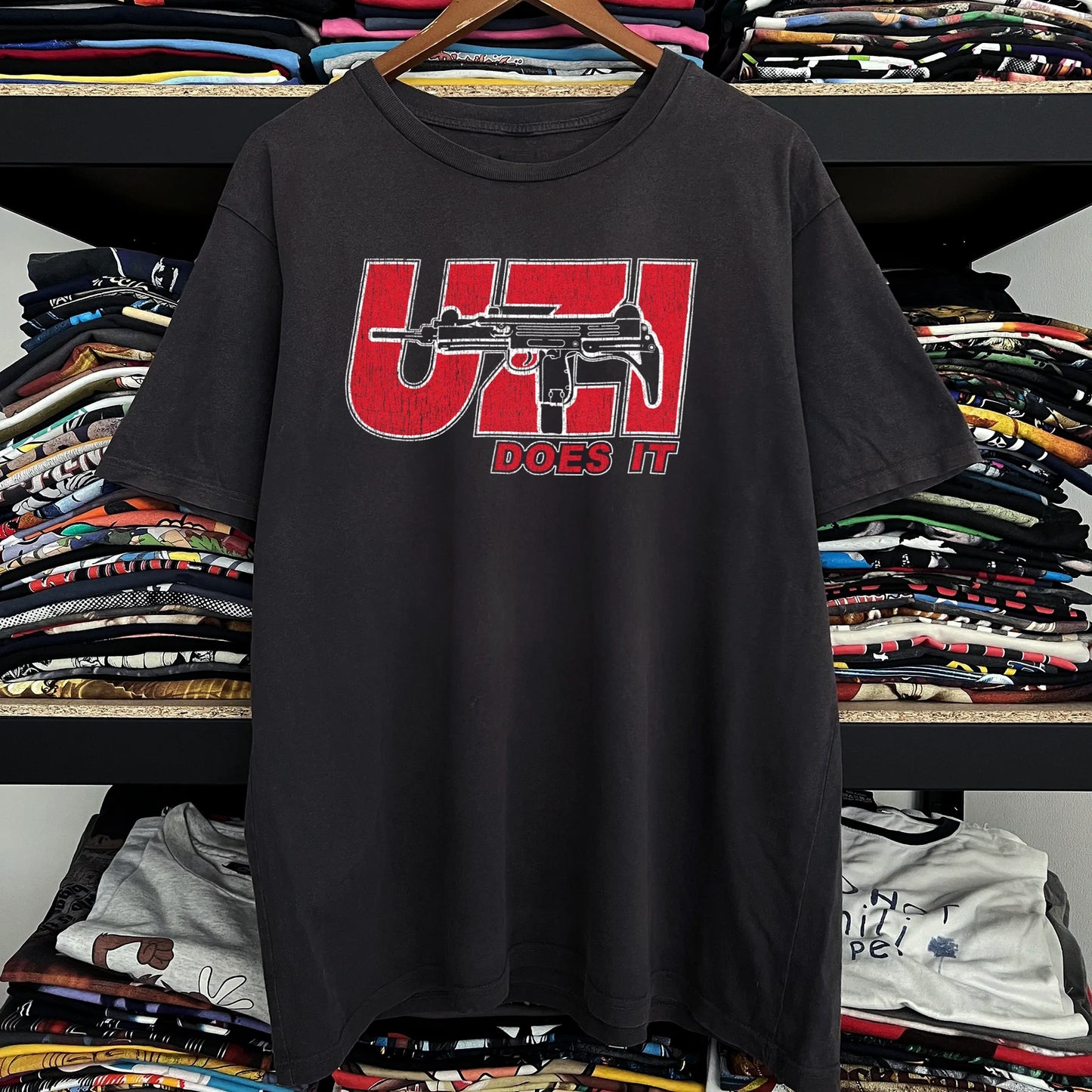 Uzi Does It Washed T-Shirt Black L