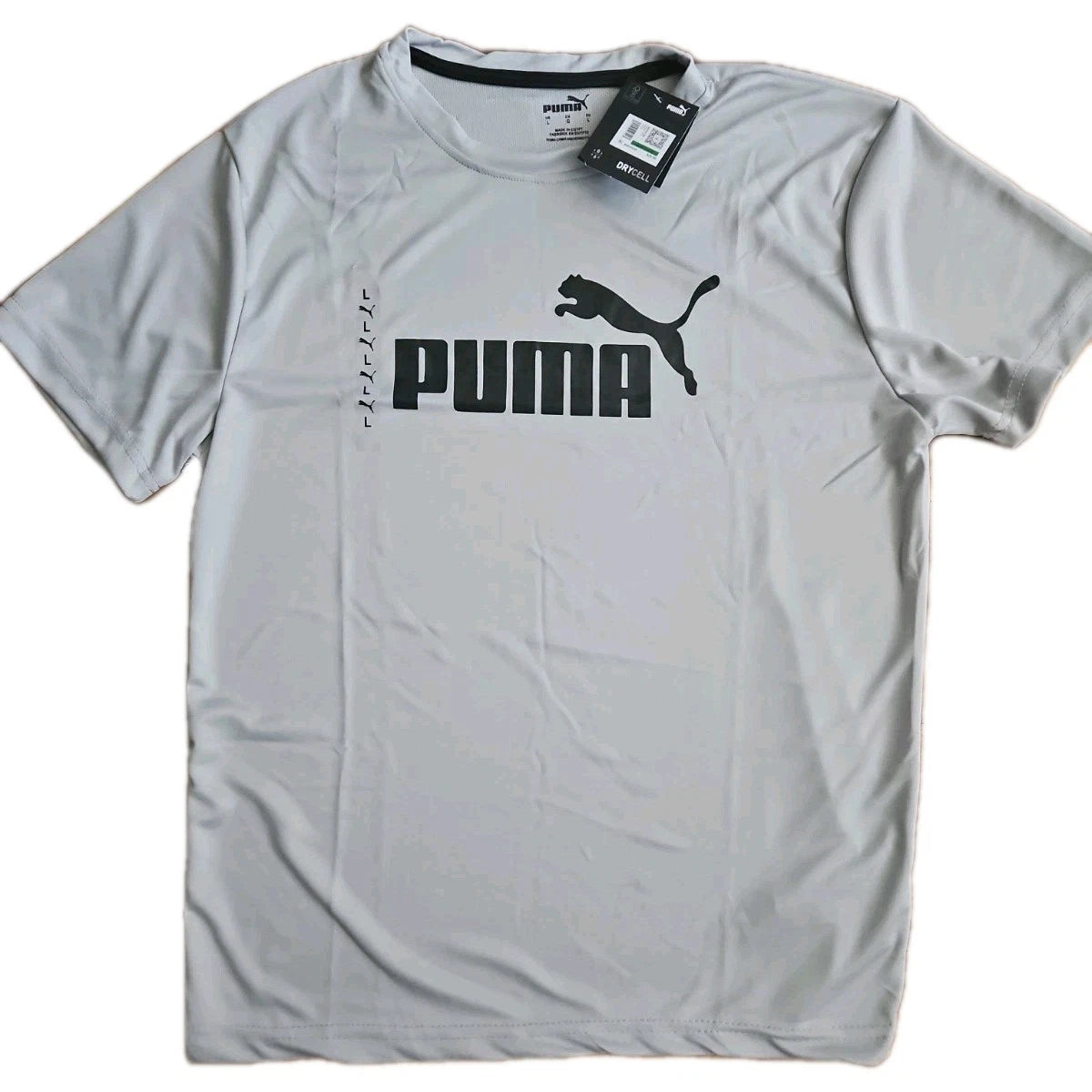 PUMA Logo Men's Dry Cell Short-Sleeve T-Shirt Light Gray Size XL NEW