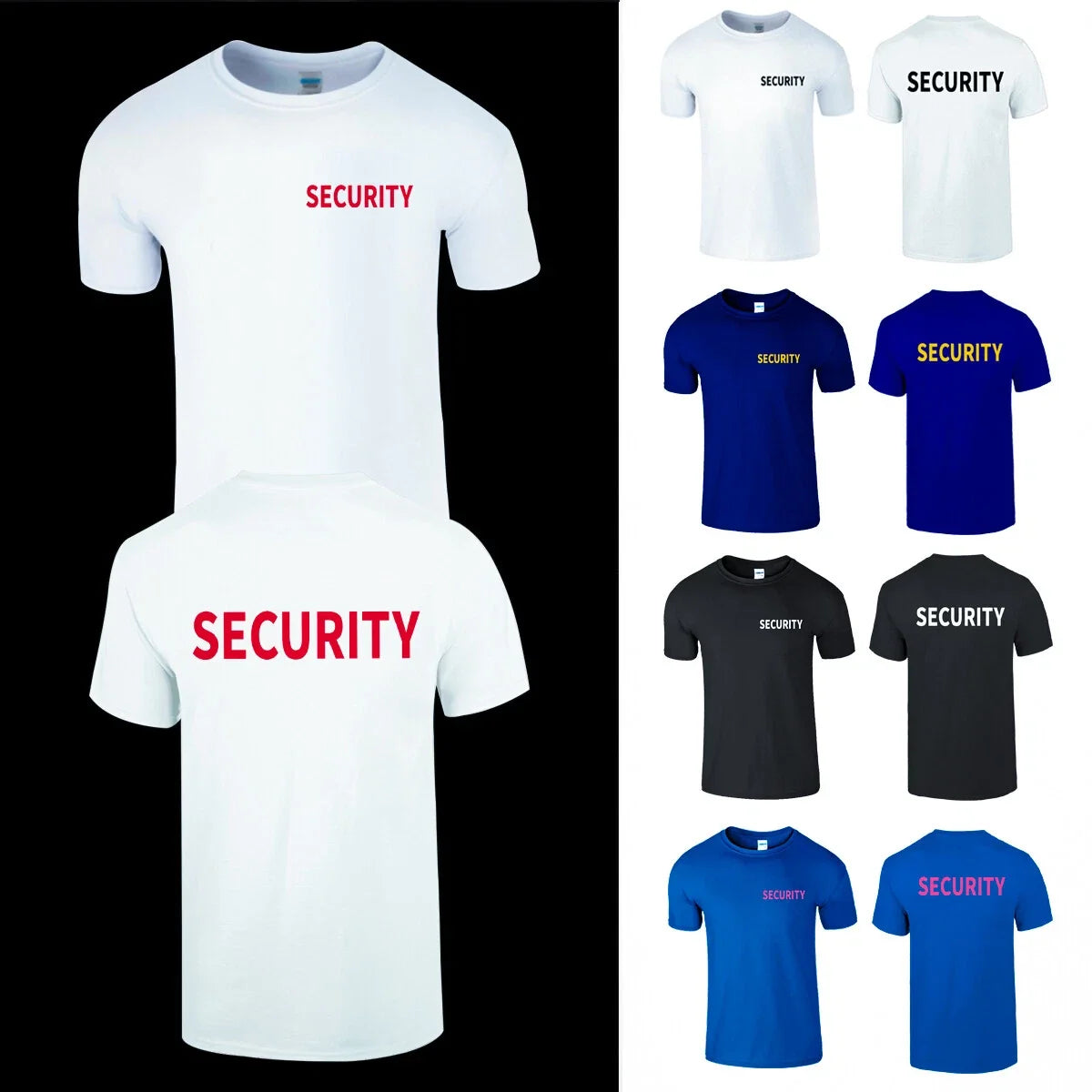 Security Men T Shirt Event Staff Uniform Guard Bouncer Office Tee Front Back