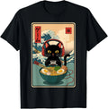 Kawaii Gamer Cat Ramen Retro Japanese Funny Cat Gaming Gift Unisex T-Shirt