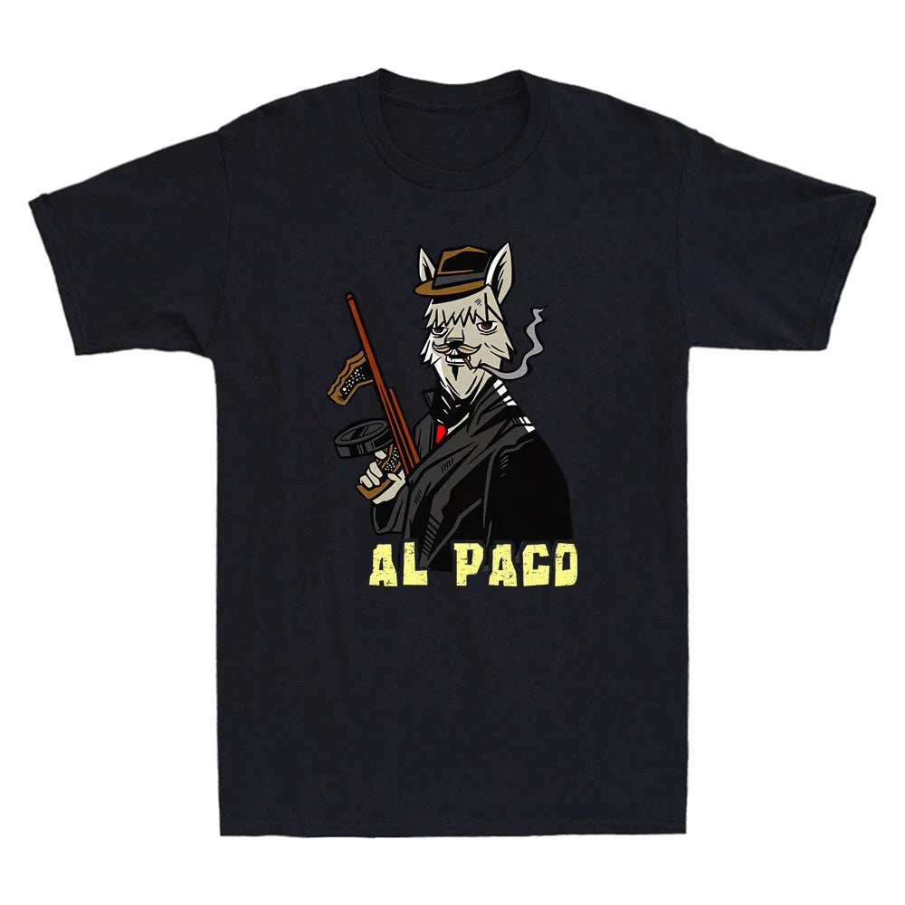 Alpaca Llama Mafia Gangster Al Paco Funny Alpaca Meme Gift Vintage Men's T-Shirt