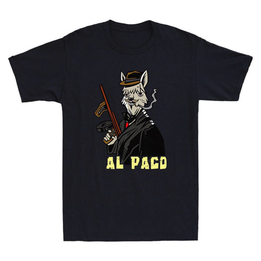 Alpaca Llama Mafia Gangster Al Paco Funny Alpaca Meme Gift Vintage Men's T-Shirt