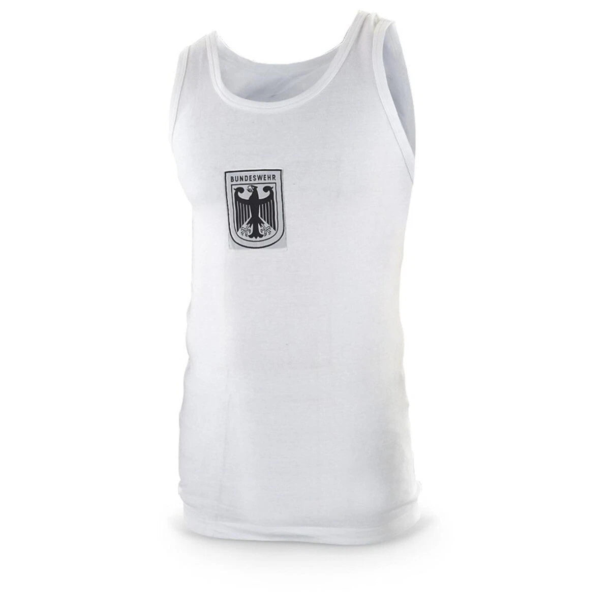 Authentic German Military Bundeswehr Vest Tank Top Jersey White w/ Patch Eagle