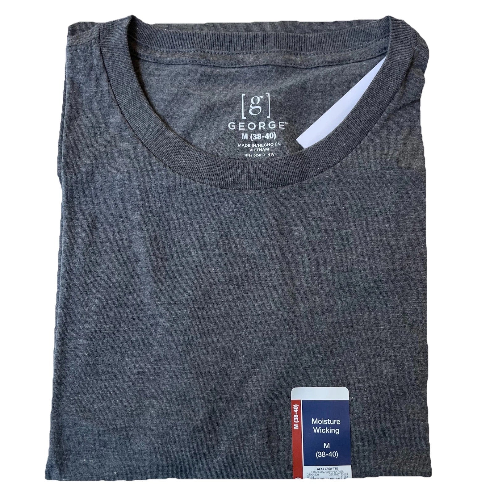 M George Moisture Wicking Crewneck T Shirt Short Sleeve Men's Medium Gray New