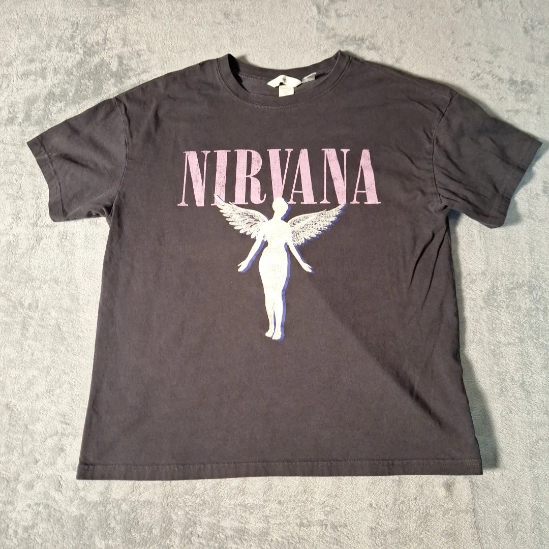 Nirvana T-Shirt Size Medium Gray In Utero Modern Reprint Rock Band Grunge