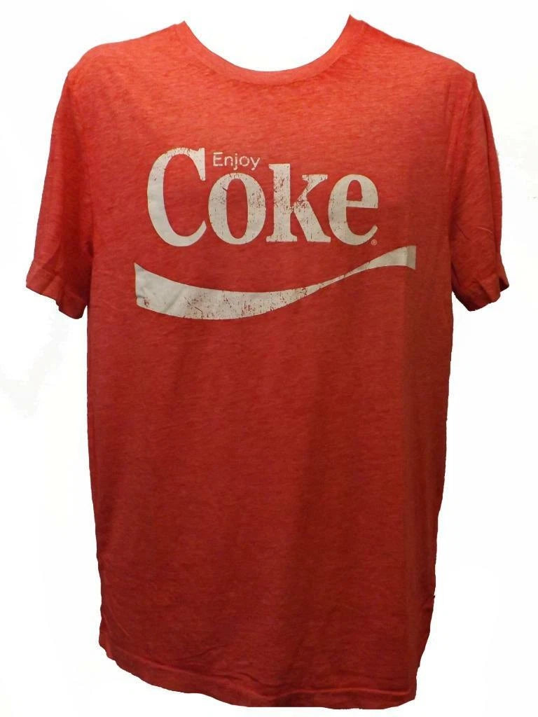 New Coca Cola Coke Mens Size M Medium Vintage Look Distressed Red Shirt