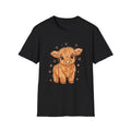 Highland Cow Cute Illustrated Nature Black Tee Kawaii Aesthetic T-Shirt