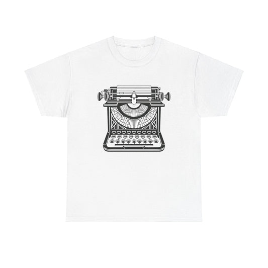 Unisex Adult T Shirt Vintage Style Typewriter Art Deco Design Classy Simple Tee