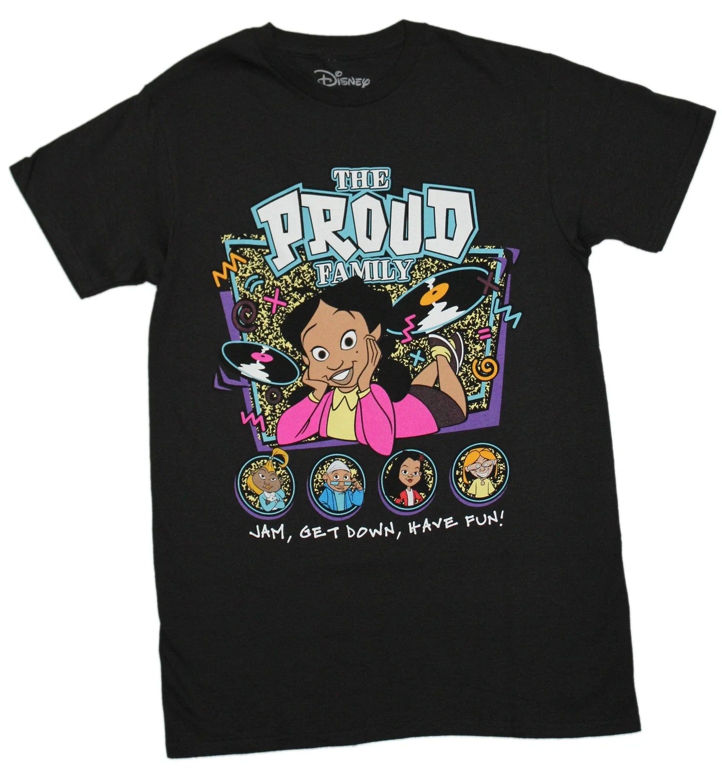 The Proud Family New Adult T-Shirt -  Cast Jam, Get Down, Have Fun!