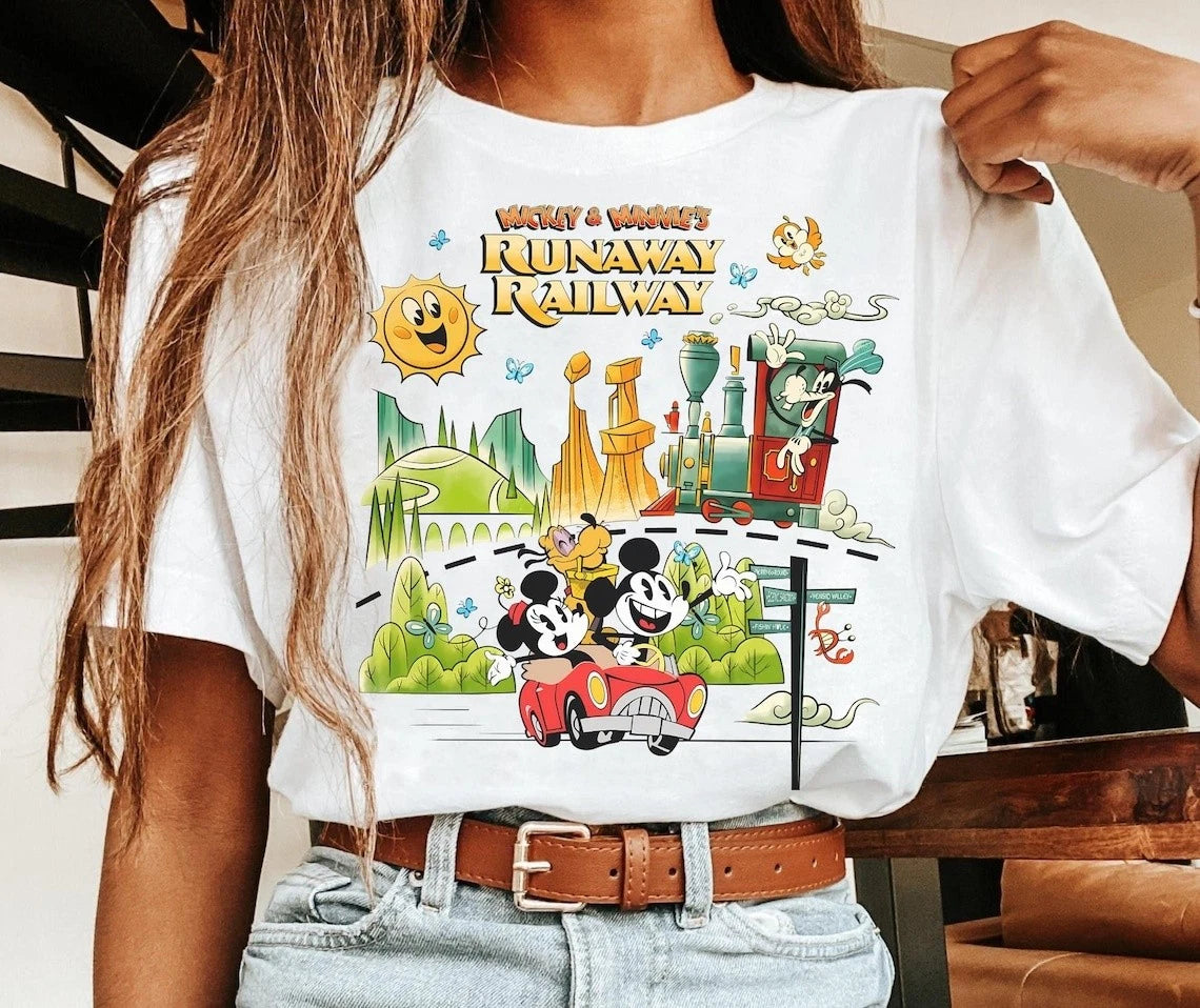 Vintage Disney Nothing Can Stop Us Now Mickey Minnies Runaway Railway Shirt