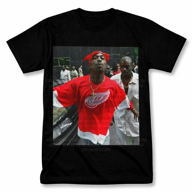 Tupac Shakur Spitting Hip Hop Graphic T Shirt Vintage Rap Fan Tee
