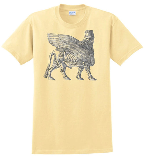 Assyrian Winged Bull T-shirt Sumaria, Gray,Khaki,White,Yellow.Size S-XXXL.