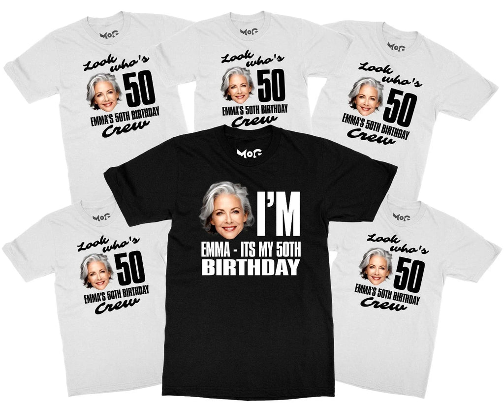 Funny Look Who's 50 Custom Face Shirt Personalised Photo Tee Gift for Dad & Mom