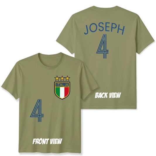 Italy Personalized Custom Name And Number Football Unisex T Shirt Game Day Gift