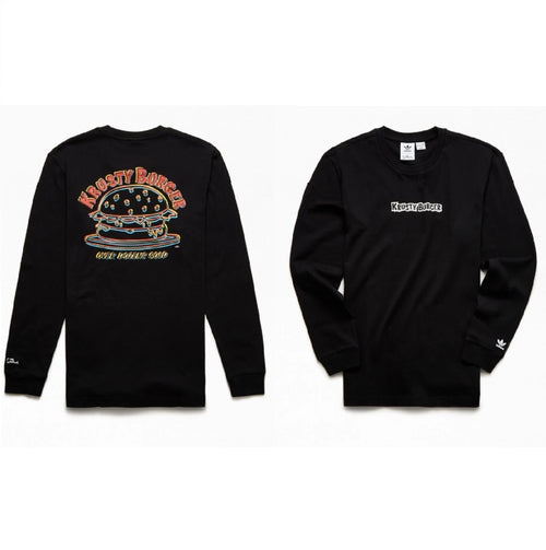 Adidas Original The Simpsons Black Long Sleeve T-Shirt Krusty Burger Tee sz M