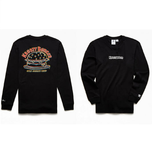 Adidas Original The Simpsons Black Long Sleeve T-Shirt Krusty Burger Tee sz M