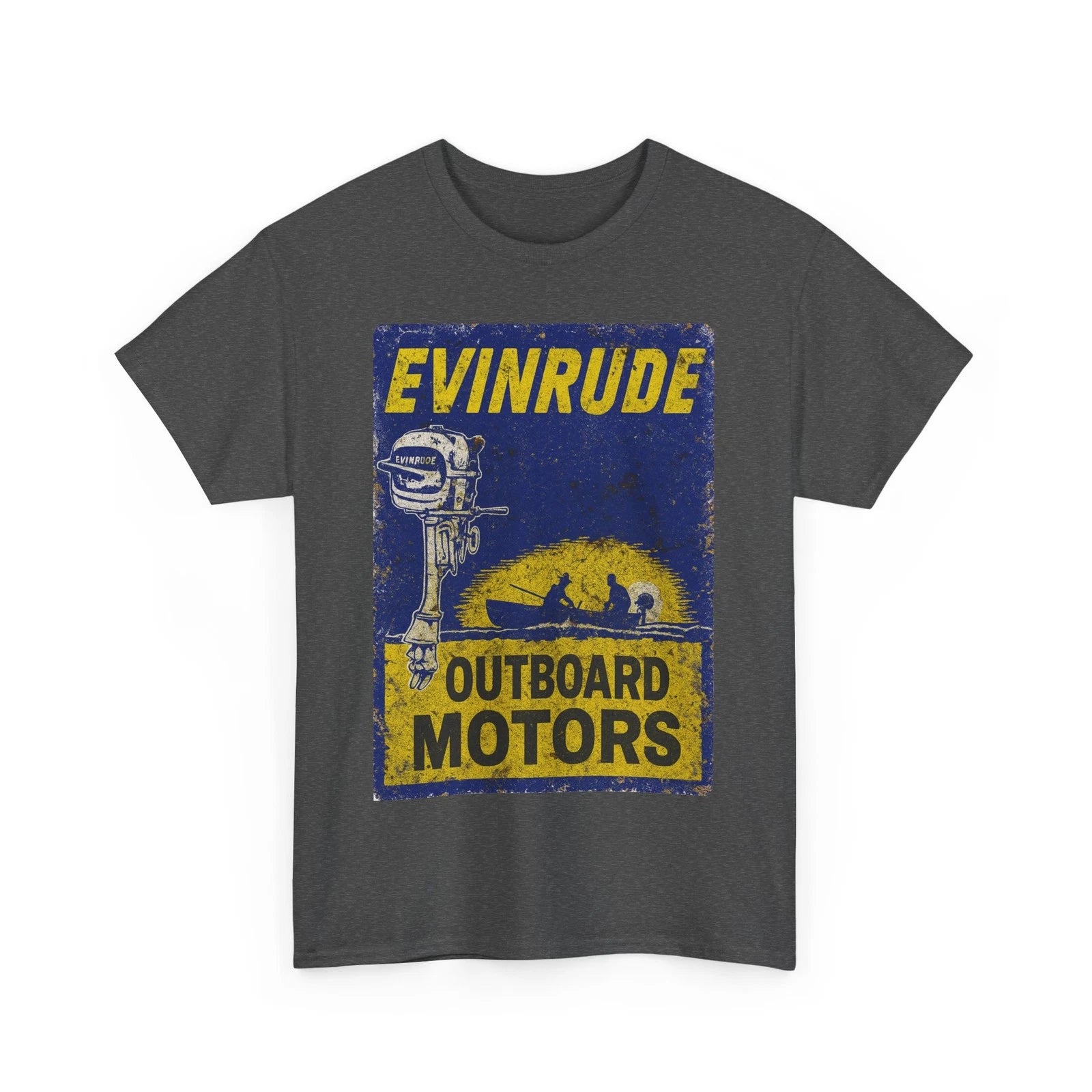 Vintage Evinrude Outboard Motors Distressed Fishing Boat Boating Graphic T-Shirt