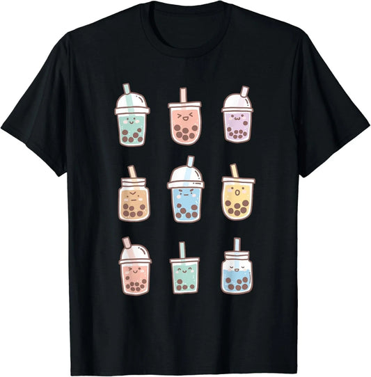 Cute Kawaii Boba Anime Bubble Tea Pastel Gift Unisex T-Shirt