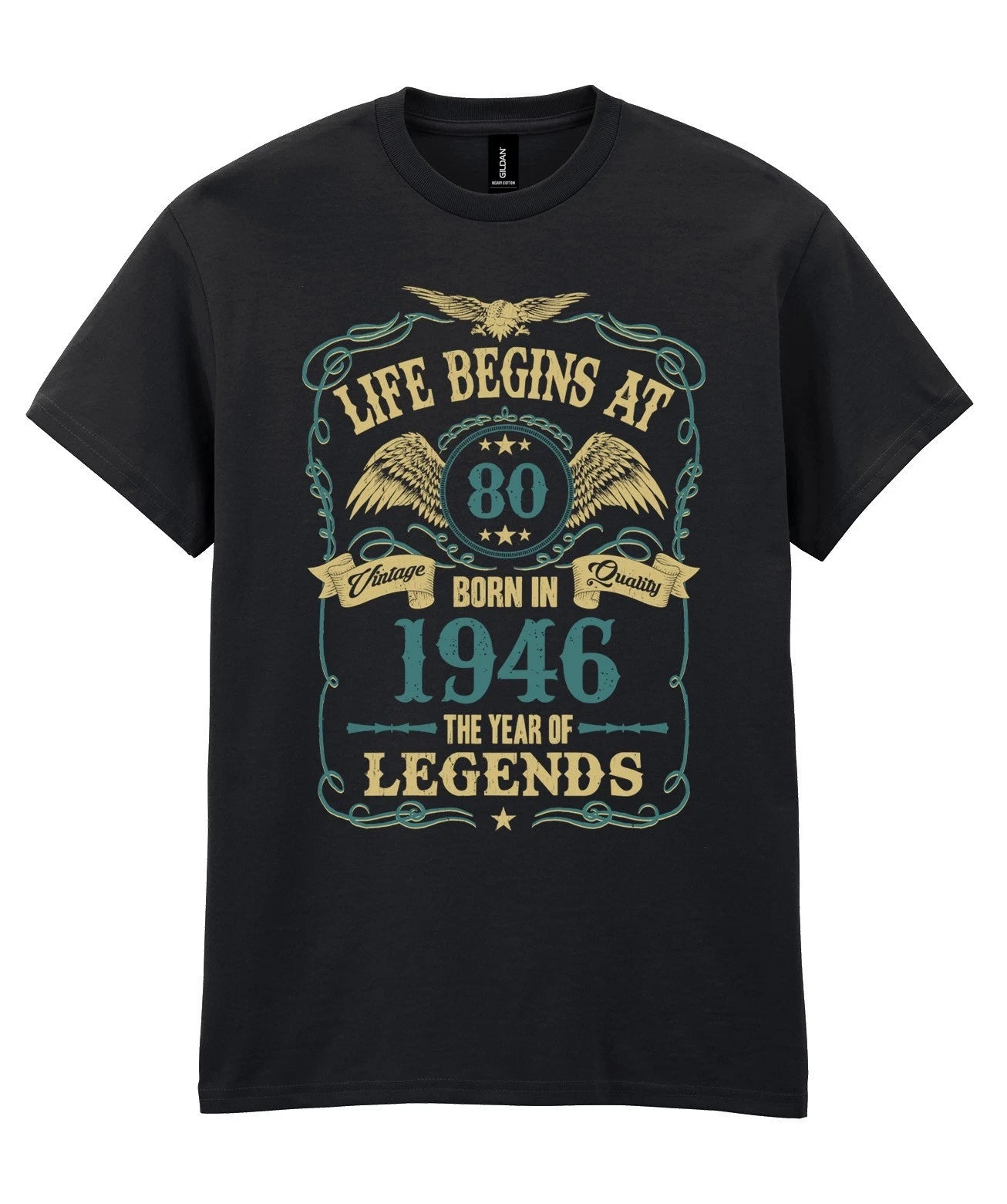 Life Begins at 80 T-Shirt Mens Funny Born In 1946 80th Birthday Gift Grandad Dad