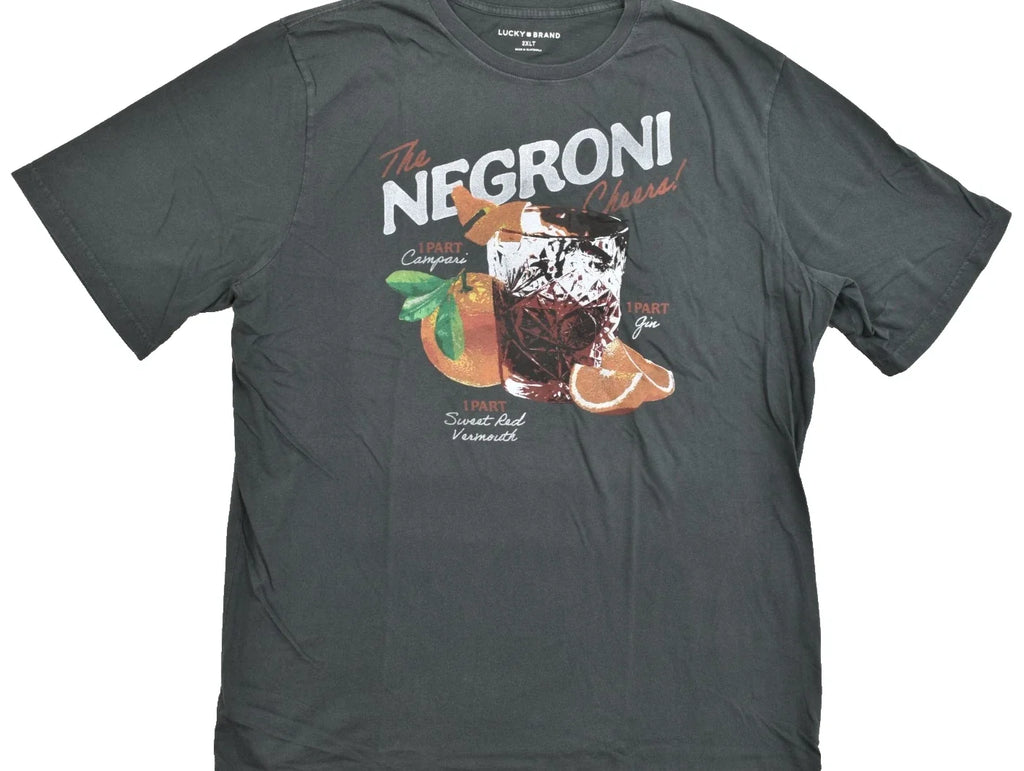 Lucky Brand Men's Negroni Tee Black Short Sleeve Crew Neck Size 2XLT NEW